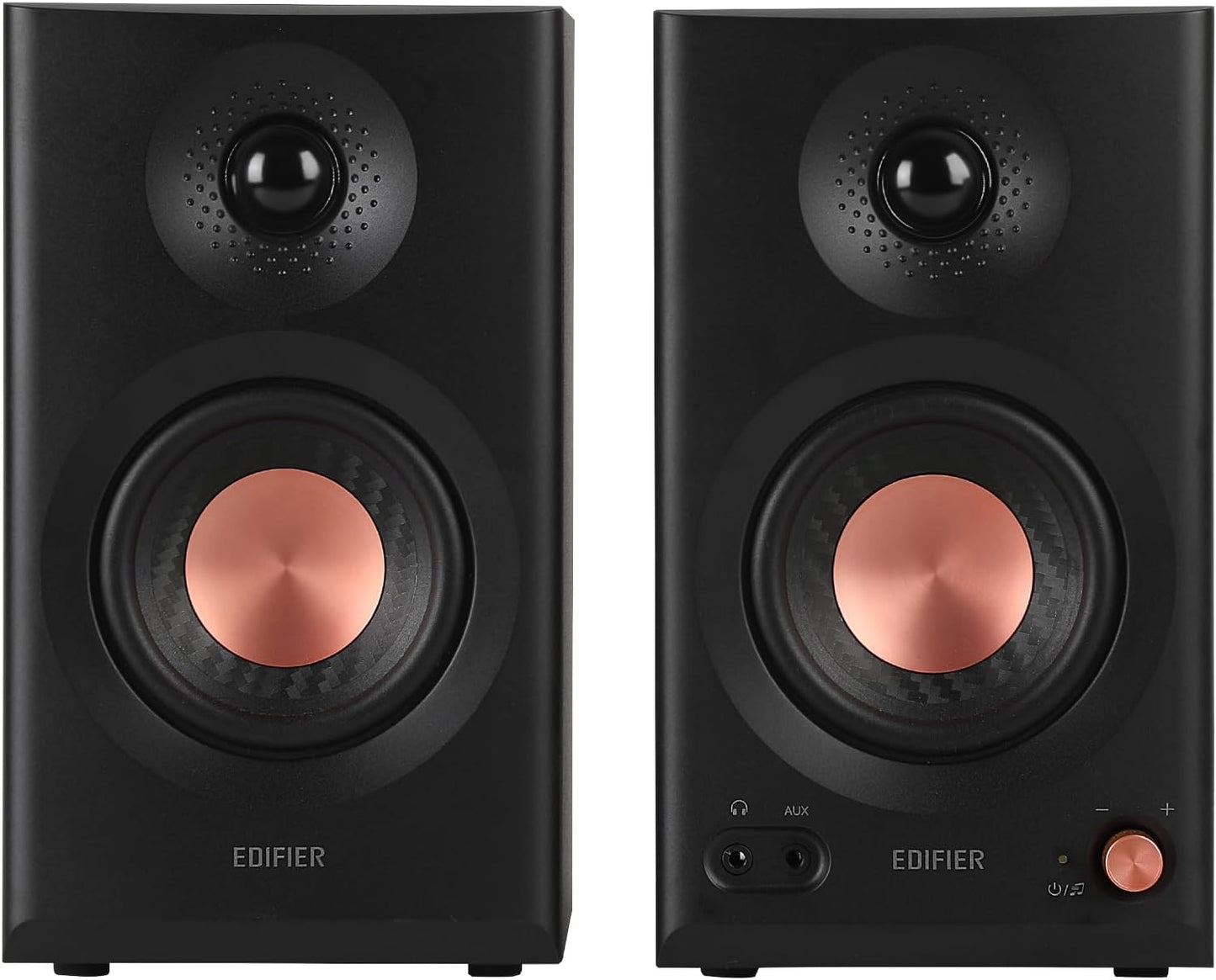 Edifier MR3 Powered Studio Monitor Lautsprecher, Hi-Res Audio Zertifiziert Bluetooth V5.4 Aktiver Regallautsprecher, 2.0 Computer mit Kopfhörerausgang Cinch AUX Symmetrischer TRS-Eingang (Schwarz)