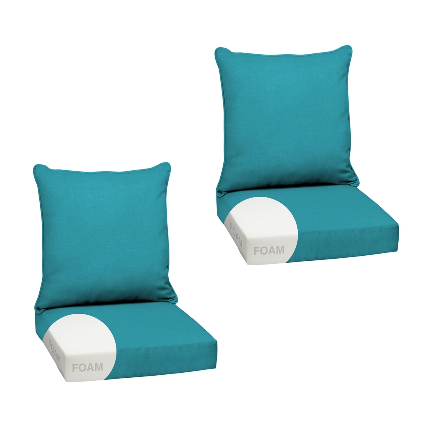 Arden Outdoor Foam Deep Seat Cushions Set, 24x24, Premium High-Density Foam, Never Flattens, Weather-Proof for Patio Chair Sofa Couch, Blue Shibori Stripe