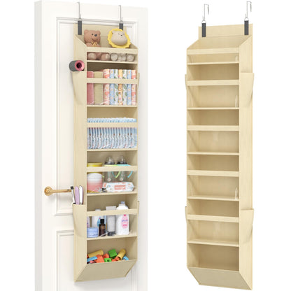Lifewit 1 Pack Over the Door Organizer, 5 Section Clear Window Hanging Storage with 4 Side Pockets, Sturdy Anti Tilt 40 lbs Load Behind Door for Closet, Bedroom, Bathroom, Nursery, Dorm, Dark Gray