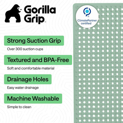 GORILLA GRIP Patentierte Badewannen-Duschmatte, Maschinenwaschbare Badewannenbodenmatte, Saugnäpfe und Abflusslöcher für saubere Wannen, Badezimmer-Essentials, 89x41 cm, Transparent