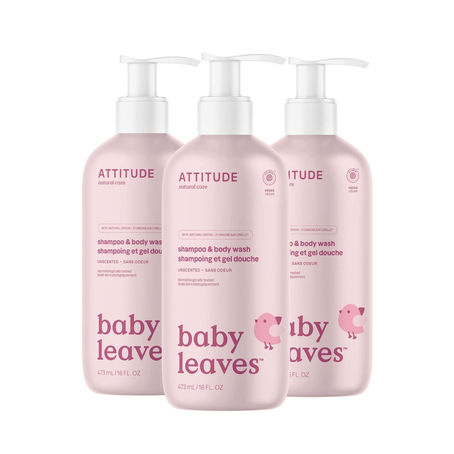 ATTITUDE Baby 2-in-1 Shampoo and Body Wash, Made in Canada, EWG Verified, Dermatologically Tested, Vegan, Pear Nectar, 473 mL