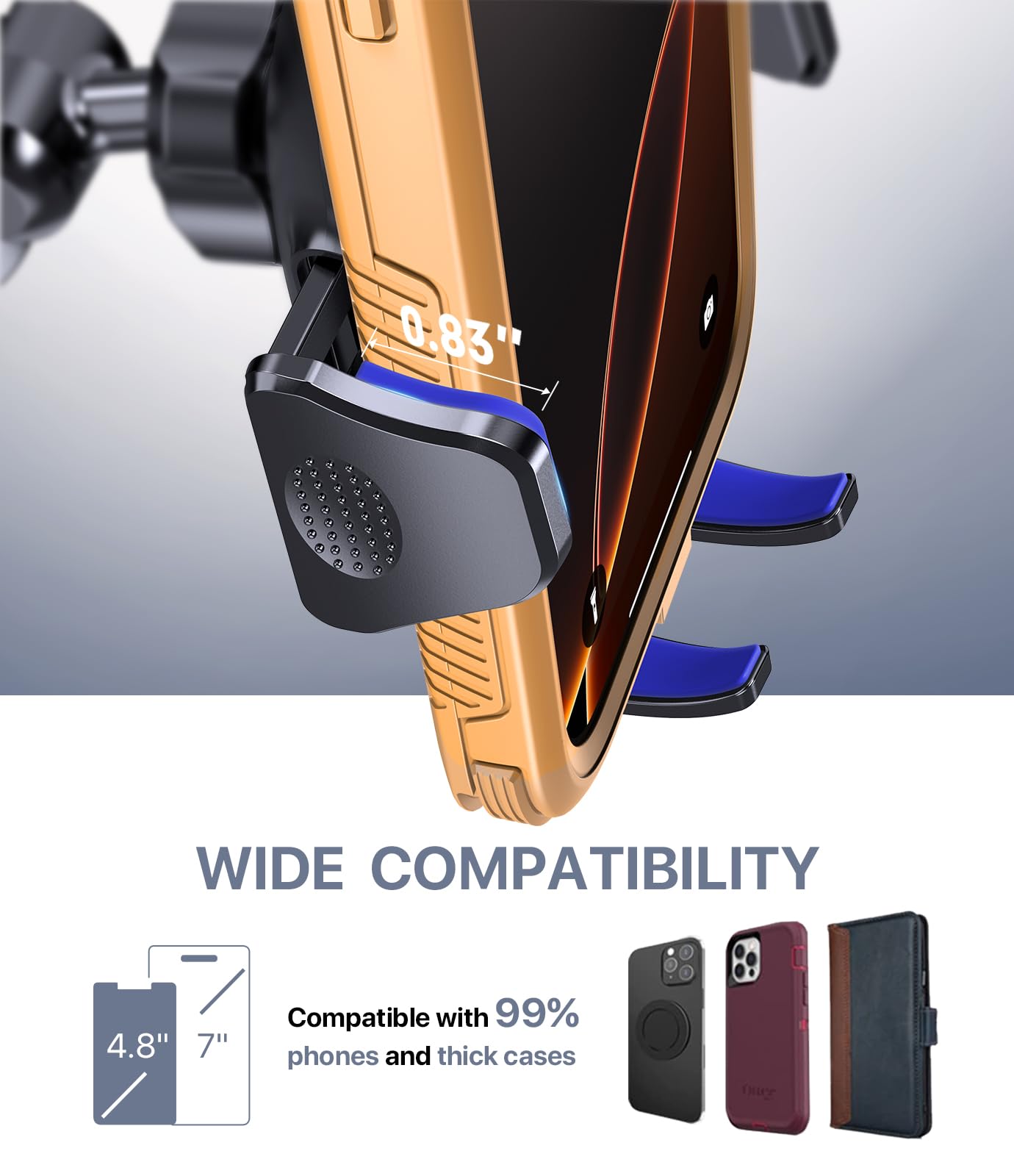 Miracase Car Phone Mount, [Upgraded Strong Military Grade Suction Cup] Long Arm Phone Holder for Car Dashboard Windshield Vent, Hands Free Cell Phone Holder Compatible with All Mobile Phones