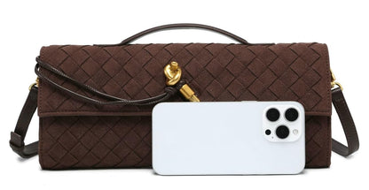 Upbull Modische gewebte Abendclutch Handtaschen Damen Unterarm-Schultertasche Niedliche Umhängetaschen Crossbody-Geldbörse PU-Leder-Portemonnaie
