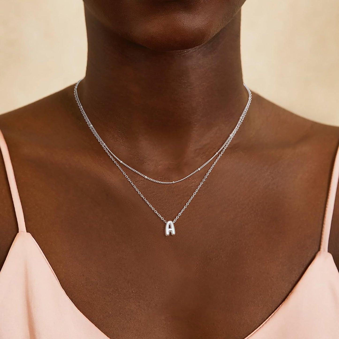 Thaivor Osterkorb-Füller – Initialen-Halsketten für Frauen, 14K vergoldete Bubble Letter Halskette, geschichtete zierliche süße Choker-Anhänger, Stapel-Schmuck, Mode-Accessoires, Teenager-Trendgeschenk