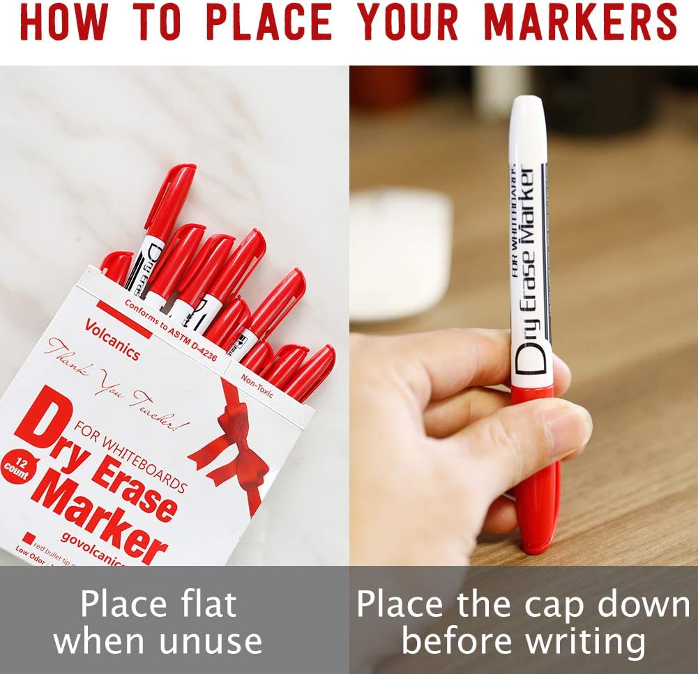 Dry Erase Markers Low Odor Fine Whiteboard Markers Thin Box of 12，10 Colors
