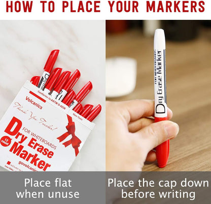 Dry Erase Markers Low Odor Fine Whiteboard Markers Thin Box of 12，10 Colors
