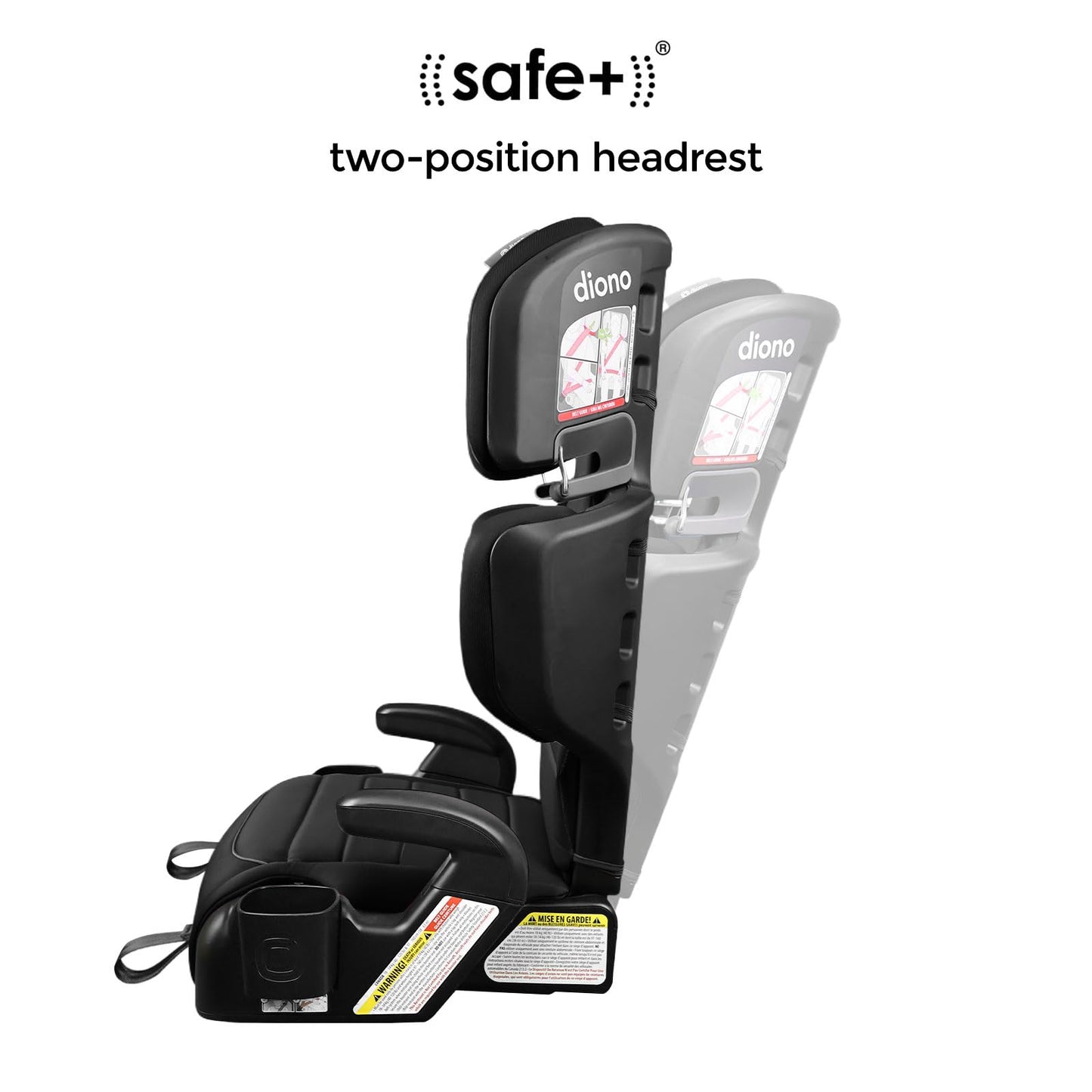 Diono Connect3 RXT 2-in-1 High Back Booster, Slim Fit 3-Across in Many Mid-Sized Sedans and SUVs, for Children from 40-120 lbs., Lightweight with Latch, Black Storm