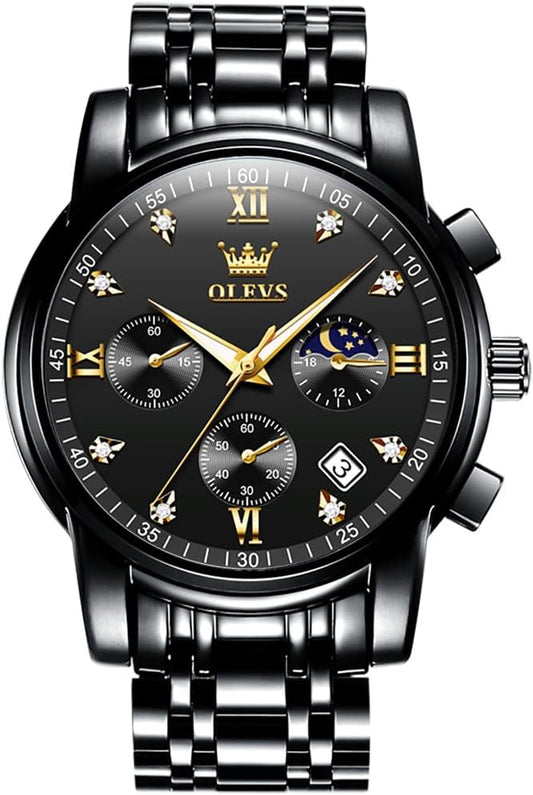 OLEVS Watches for Men Dress Watch with Day Classic Wrist Watches Multifunction Luminous Men Stainless Steel Wristwatch Water Resistant Chronograph Men Business Watches