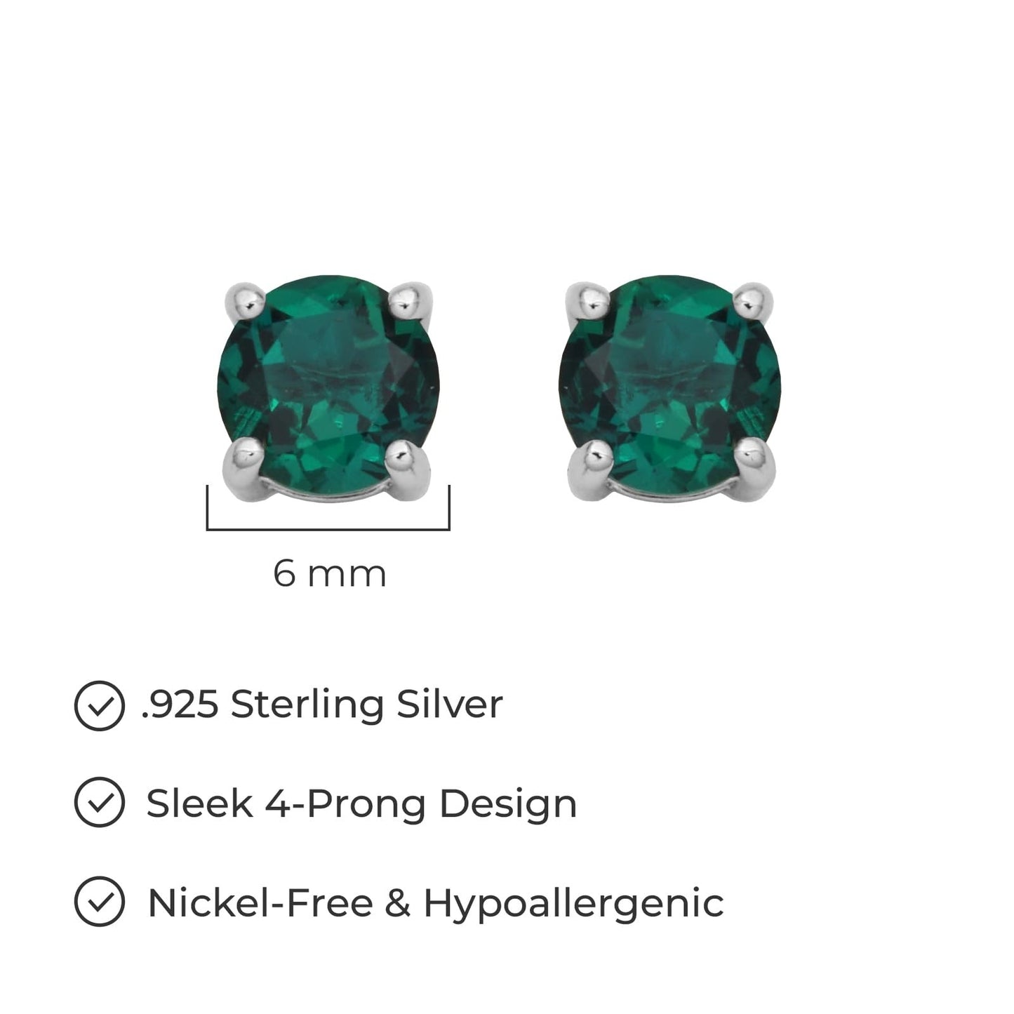 Amazon Essentials Sterling Silver Round Birthstone Stud Earrings