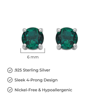 Amazon Essentials Sterling Silver Round Birthstone Stud Earrings