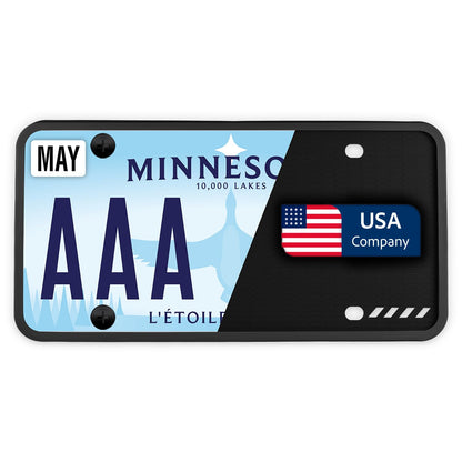Premium Black Silicone License Plate Frame – 1 Piece, Rust Proof, Rattle Proof, Weather Proof Universal License Plate Holder for Front/Rear, Street Legal, No Obstruction