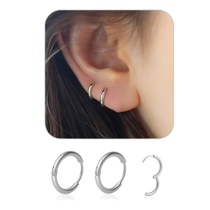 1 Pair 6mm Small Hoop Earrings for Women, Dainty 14K Gold Plated Huggie Hoop Earrings Hypoallergenic Lightweight Cartilage Earrings Set for Multiple Piercings for Sensitive (Gold/1.6mm)