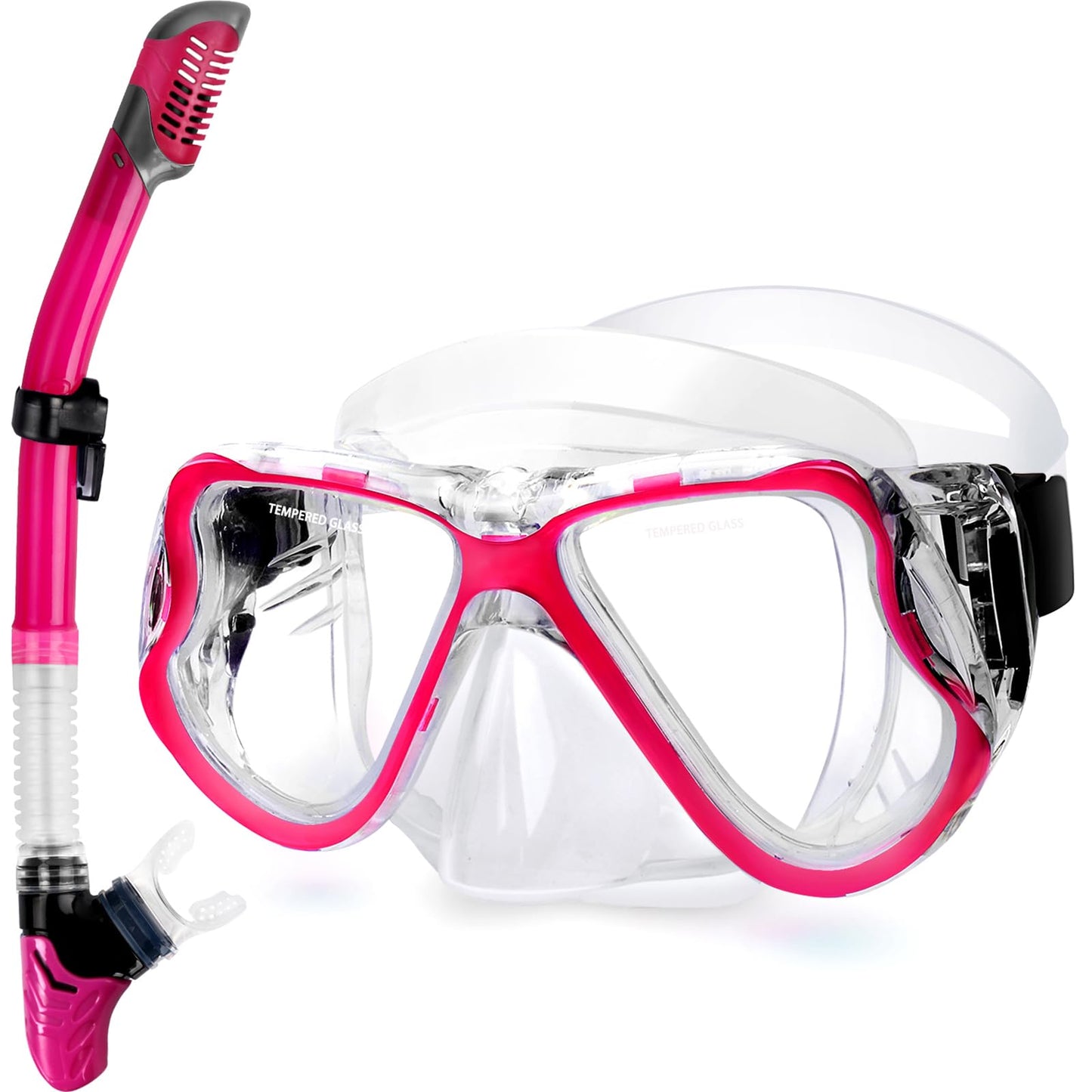 Greatever Dry Snorkel Set,Panoramic Wide View Anti-Fog Scuba Diving Mask,Professional Snorkeling Gear for Adults Kids