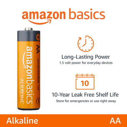 Amazon Basics AA Alkaline Hochleistungsbatterien, 48 Stück, 1,5 Volt, 10 Jahre lagerfähig, langlebig, auslaufsicher