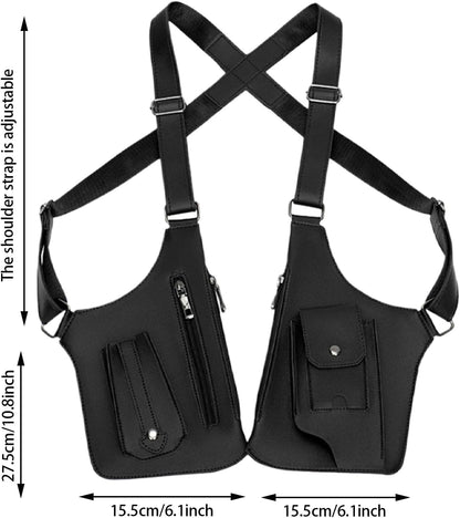 Herren Anti-Achseltasche – Verstellbare Handytasche | Schultertasche aus PU-Leder, diebstahlsicheres Geschirr, doppelt