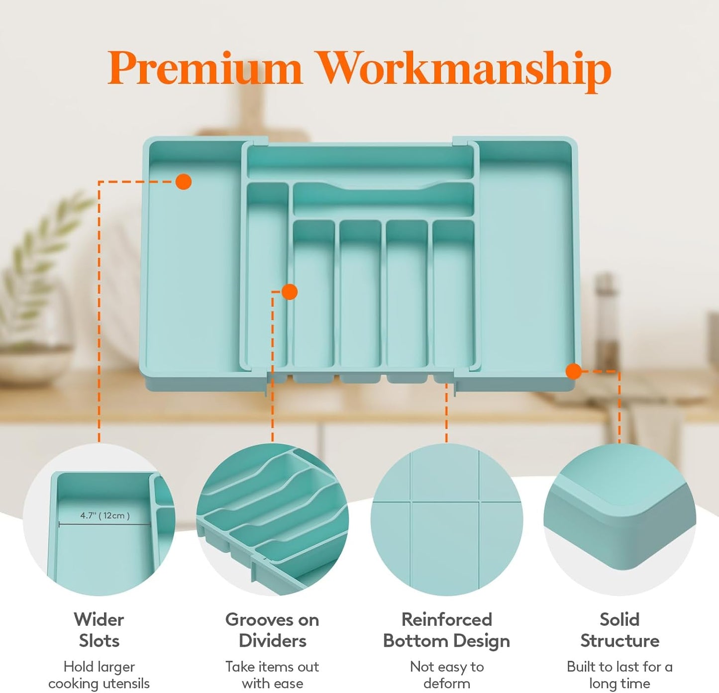Lifewit Besteck Organizer, erweiterbarer Utensilien Organizer für die Küche, Utensilienhalter, verstellbarer Besteckkasten Schubladen Organizer für Löffel, Messer, Küchen Organizer und Aufbewahrung, Schwarz