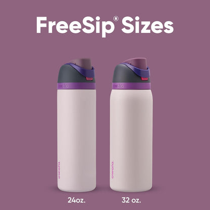 Owala FreeSip Isolierte Edelstahl-Wasserflasche mit Strohhalm für Sport und Reisen, BPA-frei, 710 ml, Shy Marshmallow