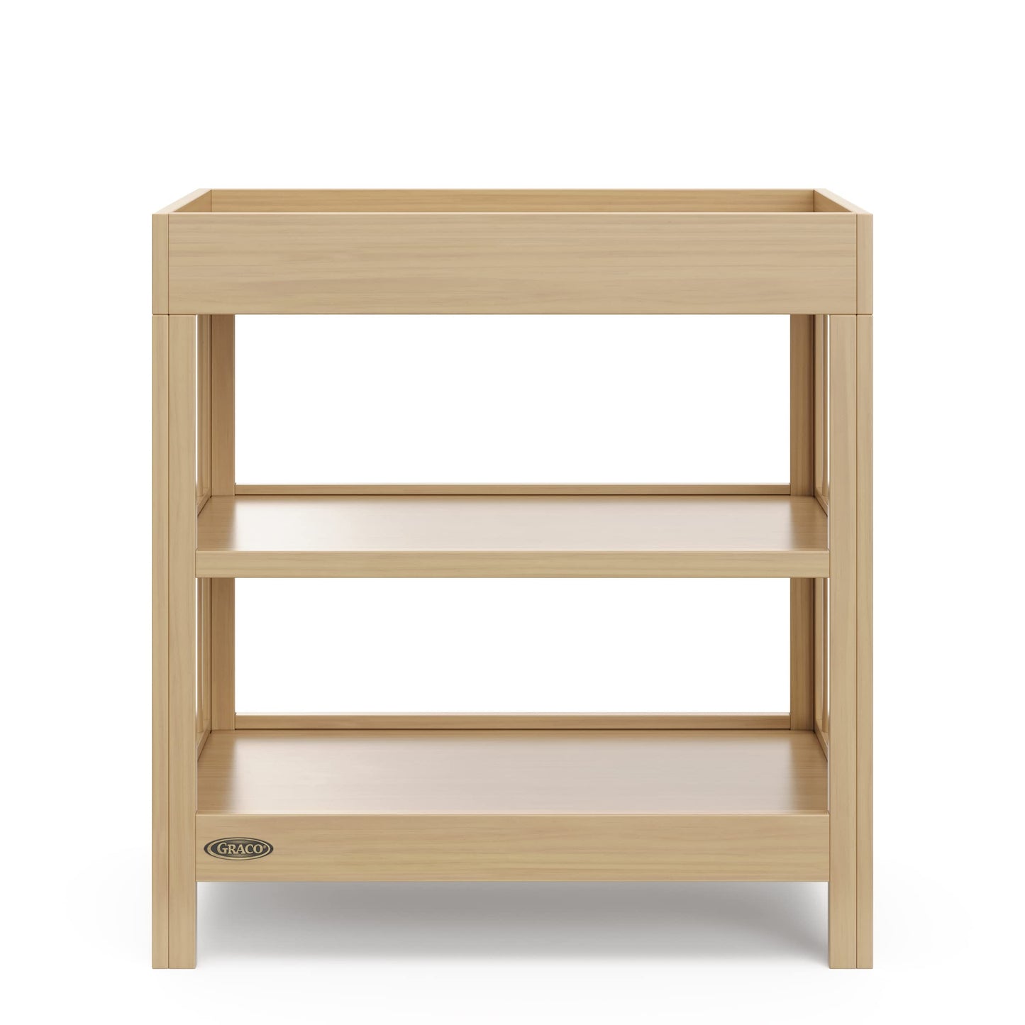 Graco Teddi Changing Table with Water-Resistant Changing Pad (Driftwood) - GREENGUARD Gold Certified, Includes Bonus Water-Resistant Changing Pad with Safety Strap, 2 Shelves, Easy-to-Match