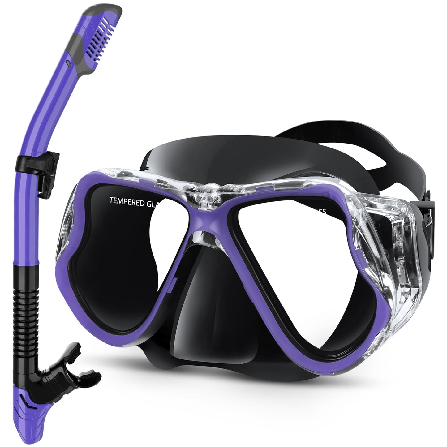 Greatever Dry Snorkel Set,Panoramic Wide View Anti-Fog Scuba Diving Mask,Professional Snorkeling Gear for Adults Kids