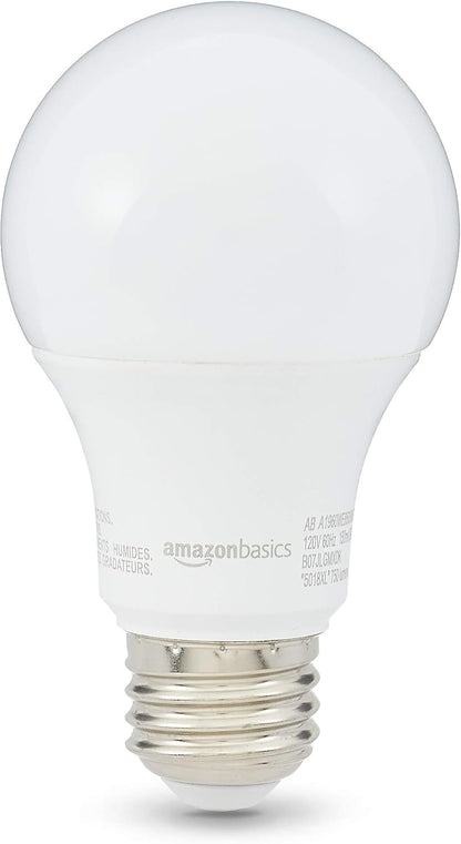 Amazon Basics Soft White LED Light Bulb, A19, 40 Watt Equivalent, Energy Efficient 6W, E26 Standard Base, 2700K, Non-Dimmable, 10,000 Hour Lifetime, 6-Pack