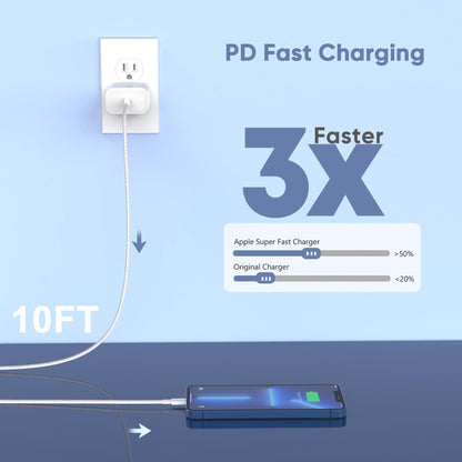 [Apple MFi Certified]10FT Fast iPhone Charger,Extra Long Apple Charger Fast Charging 2Pack USB C Charger Block Plug + 10Foot Lightning Cable Cord for iPhone 14/Pro/Pro Max/Plus/13/12/11/XS/XR/X/SE2022