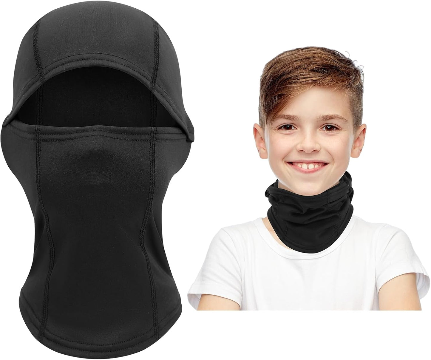Kinder Sturmhaube Skimaske Kinder Schal Kinder Fleece Nackenwärmer Kälteschutz Gesichtsmaske für Jungen Mädchen Schwarz