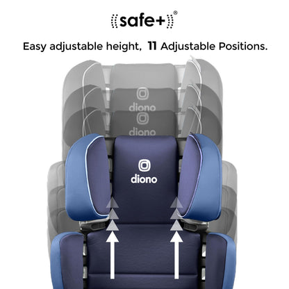 Diono Connect3 RXT 2-in-1 High Back Booster, Slim Fit 3-Across in Many Mid-Sized Sedans and SUVs, for Children from 40-120 lbs., Lightweight with Latch, Black Storm