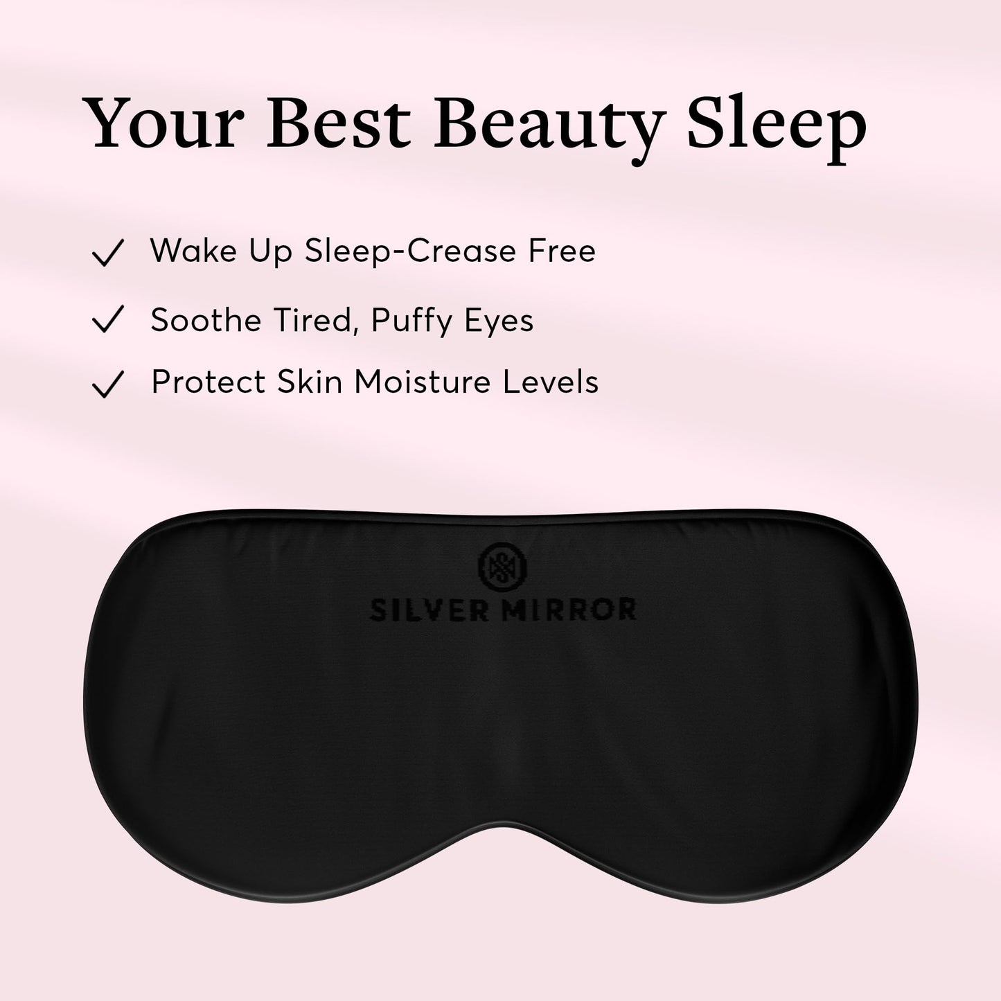 Sleep Mask in Black, 100% Silk, Pure Mulberry Silk, Light Blocking Eye Mask with Elastic Strap for Sleep & Travel, Ultra Soft, No Pressure, Reduce Puffy Eyes, Machine Washable, By Silver Mirror
