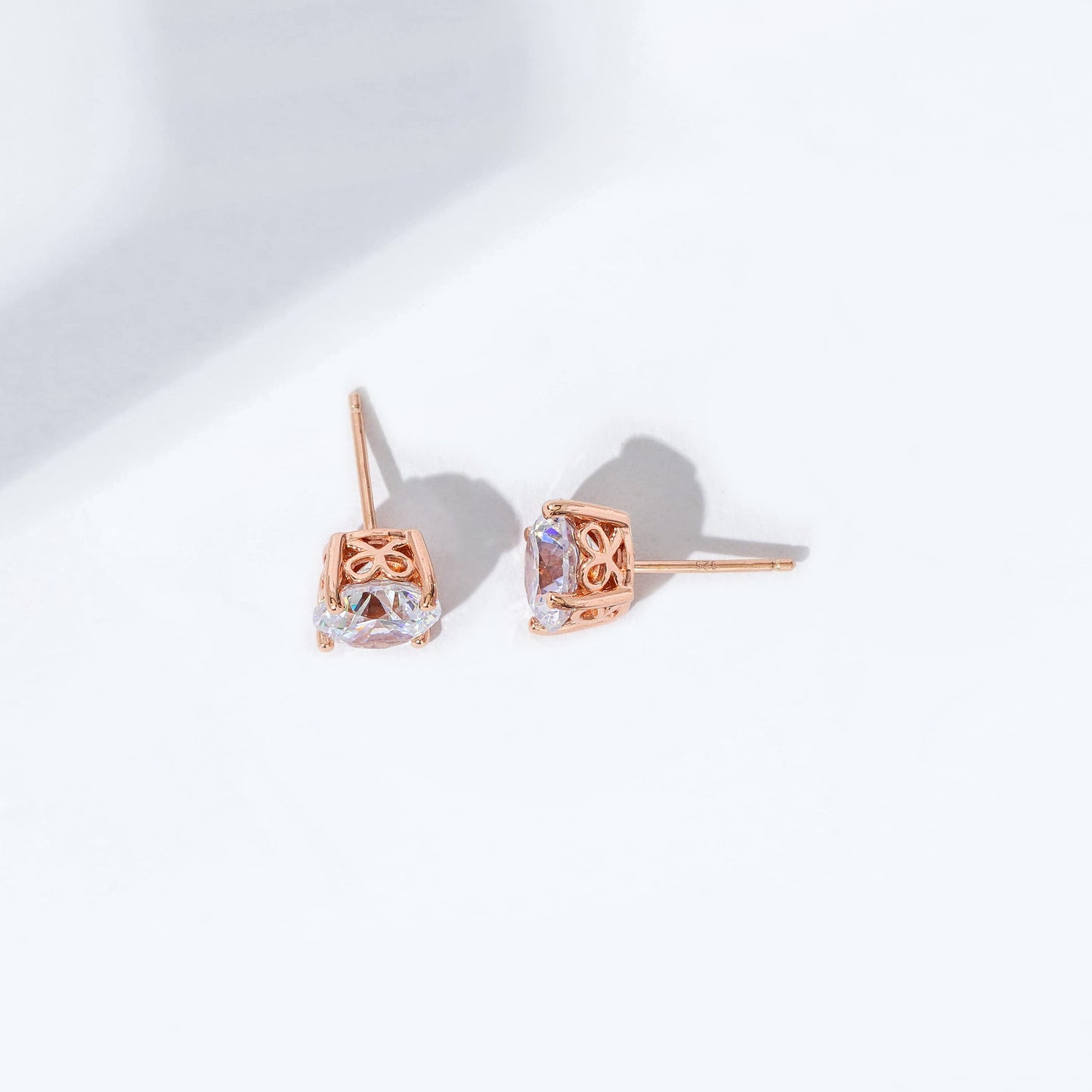 Amazon Essentials Yellow Gold Plated, Platinum or Rose Gold Plated Sterling Silver Infinite Elements Cubic Zirconia Stud Earrings | White, Blue, Green, or Pink Cubic Zirconia