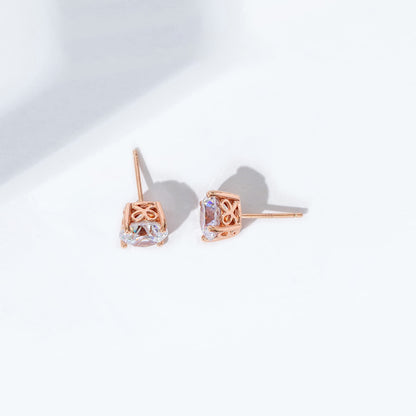 Amazon Essentials Yellow Gold Plated, Platinum or Rose Gold Plated Sterling Silver Infinite Elements Cubic Zirconia Stud Earrings | White, Blue, Green, or Pink Cubic Zirconia
