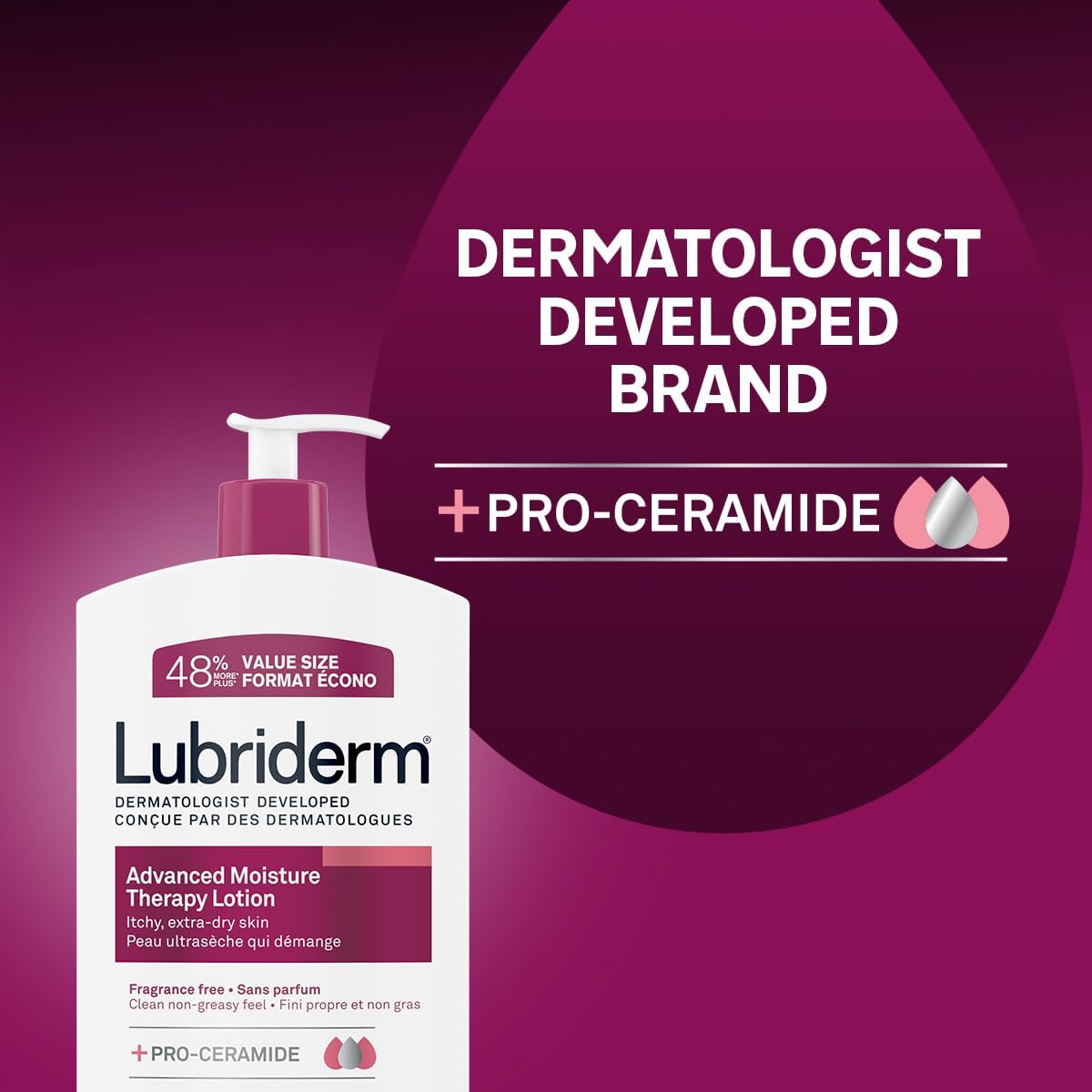 Lubriderm Advanced Moisture Therapy Feuchtigkeitscreme – Vitamin E, Vitamin B5, parfümfreie Bodylotion, 710 ml