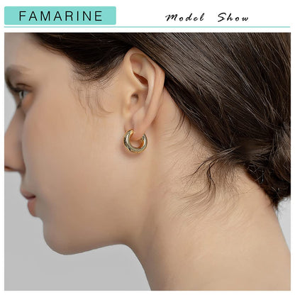 FAMARINE Gold Chunky Creolen für Damen, 0,8 Zoll Gold Creolen Huggie Ohrringe für Herren