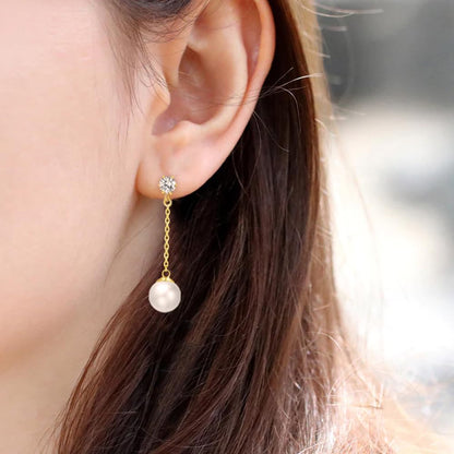 Trinckle Silber Tropfenohrringe mit Perlen, Silber Hängeohrringe für Frauen 5mm Brautperlen Lange Ohrringe für Muttertag, Weiß Boho Accessoires Hochzeitsschmuck, Silber Statement Ohrringe für Abschlussball Geburtstag
