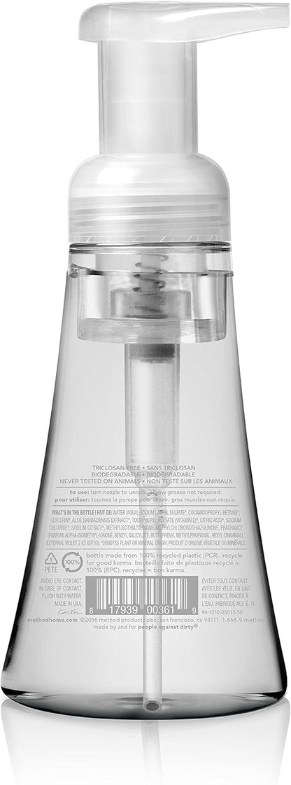 Method Schaumseife für die Hände, Biologisch Abbaubare Formel mit Schaumseifenspender aus 100 % Recyceltem Plastik, Duftnote Waterfall, 300 ml Seifenpumpflaschen, 3er-Pack, Klar