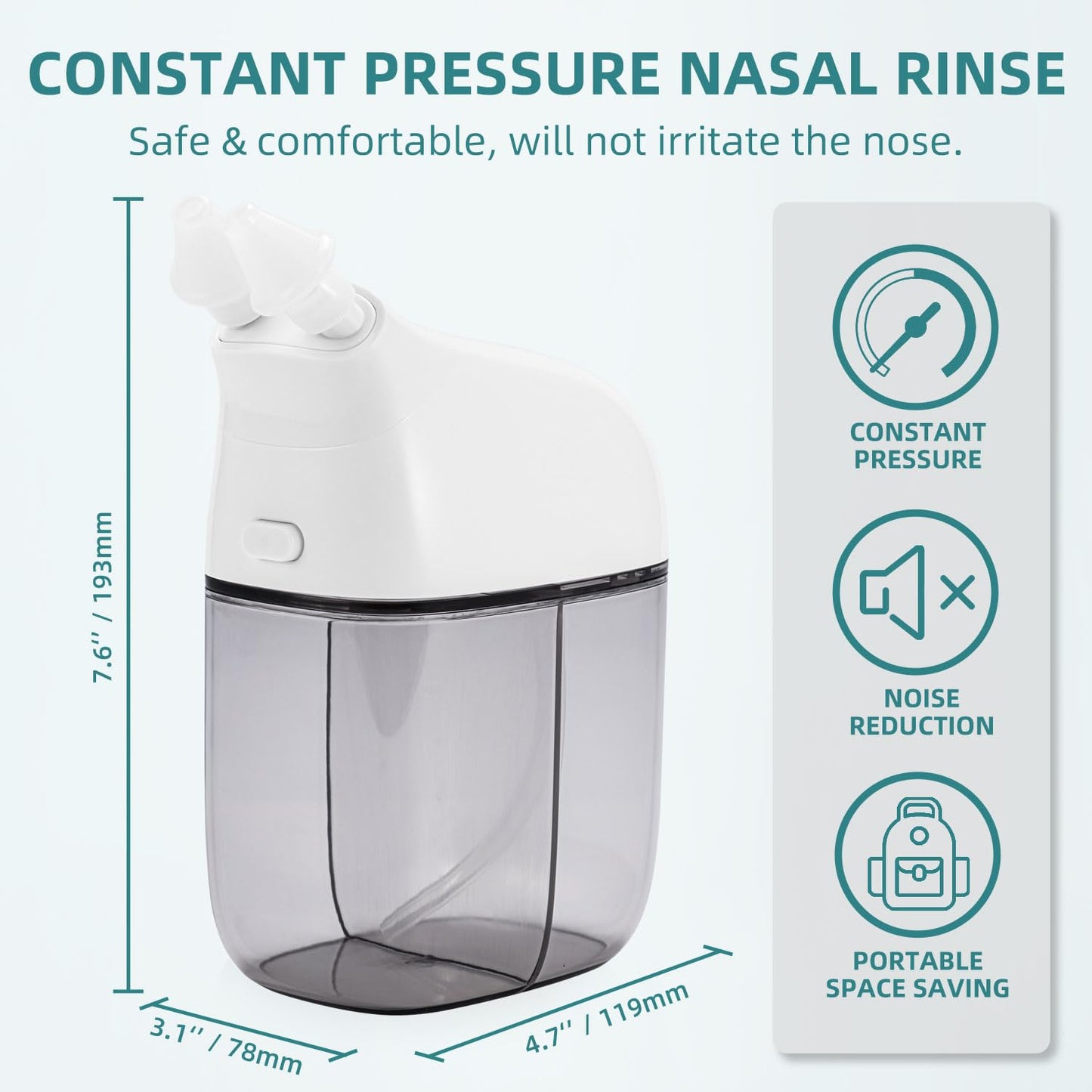 Nasal Irrigation System, Nasal Rinse Machine, Sinus Rinse Machine, Sinus Cleaner Machine with Water Tank & Waste Collection Tank - Nose Cleaner for Sinus,SinusAdult,Allergy Relief - Blue