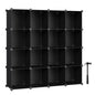 SONGMICS Cube Storage Organizer, Set of 16 Plastic Cubes, Closet Organizers and Storage, Room Organization, Bedroom Living Room, 12.2 x 48.4 x 48.4 Inches, Rustic Brown ULPC442A01