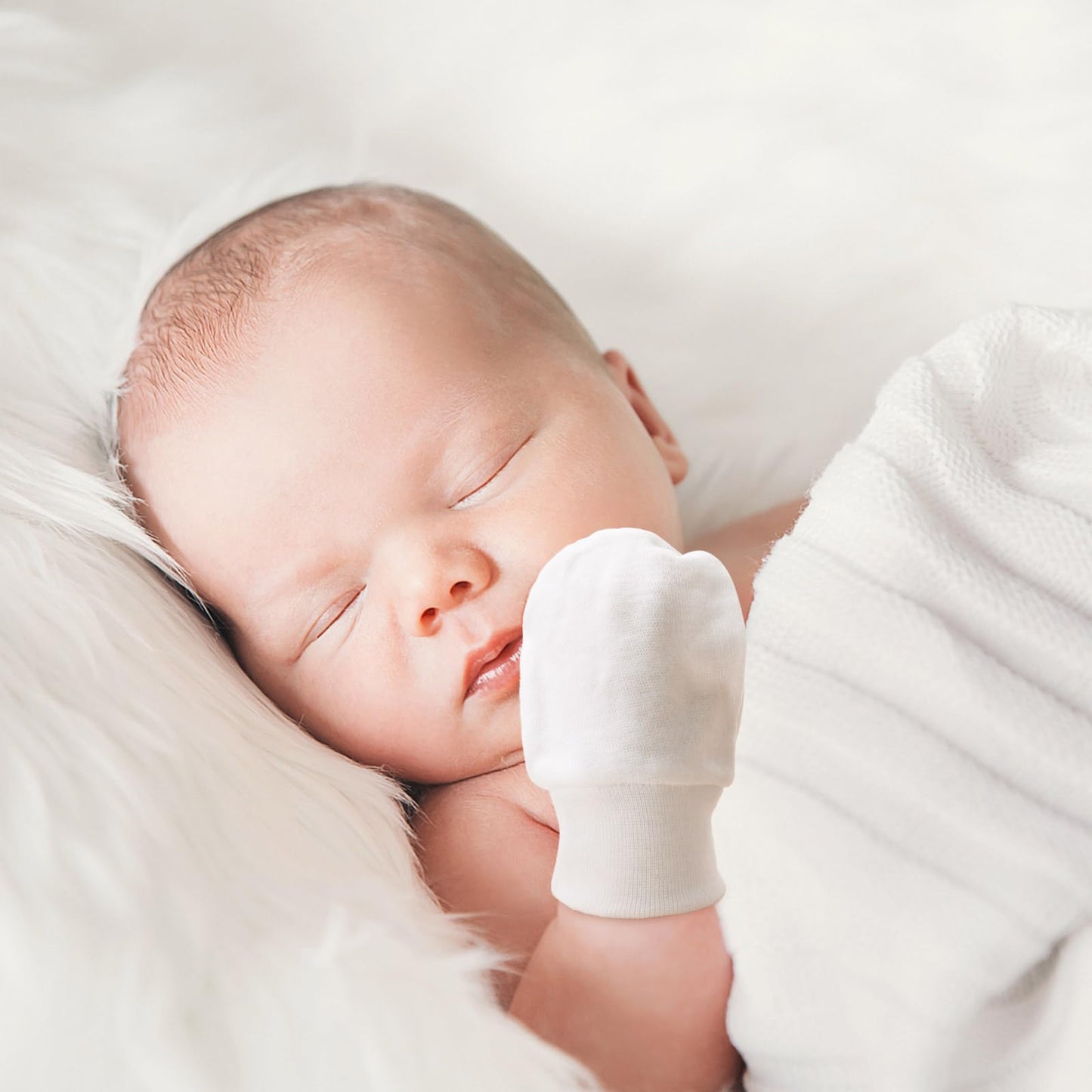BQUBO Baby Fäustlinge Kratzschutz Handschuhe aus Baumwolle mit elastischem Bündchen Hypoallergen für Neugeborene und Babys von 0-6 Monaten Jungen und Mädchen