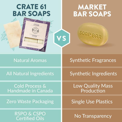 CRATE 61 ORGANICS Vegane Naturseife, handgemachte Seife mit hochwertigen ätherischen Ölen, kaltgepresst für Gesicht und Körper für Männer und Frauen, 3er-Pack (4 oz, Riegel) (Eucamint)