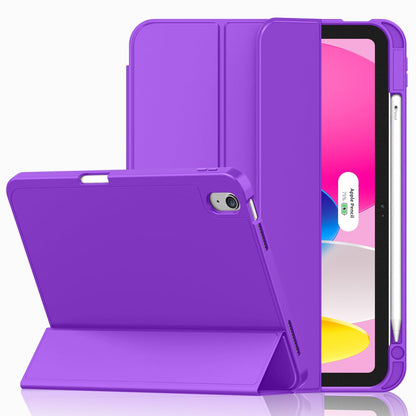 iMieet Case for iPad (A16)/iPad 10th Generation [11-Inch 2025/10.9 Inch 2022], Trifold Stand Smart Cover with Pencil Holder and Soft TPU Back, Supports Touch ID(Black)