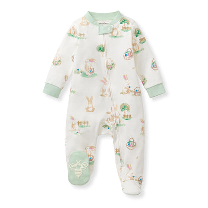Burt's Bees Baby Boys Sleep and Play Pajamas, 100% Organic Cotton, One-piece PJs, Diagonal Zip Up Loose Fit Footie