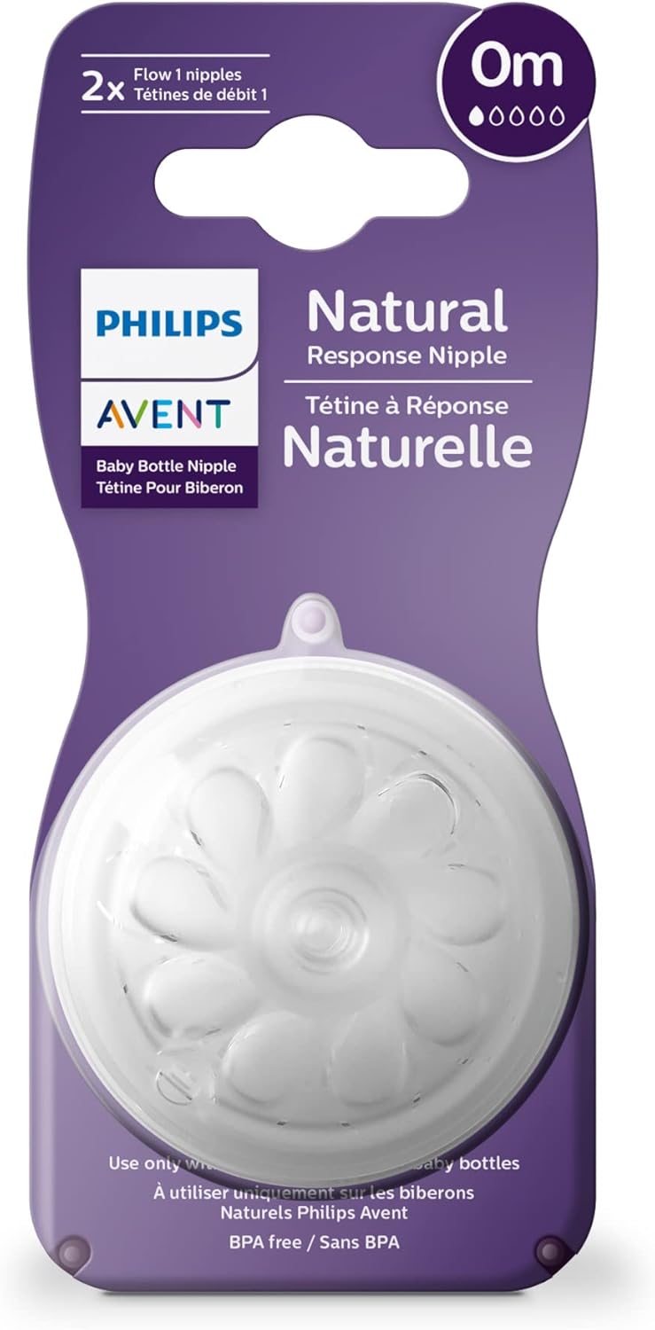 Philips Avent Natural Response Nipples, Extra Slow Flow (Flow 1), 2-pack, SCY961/02