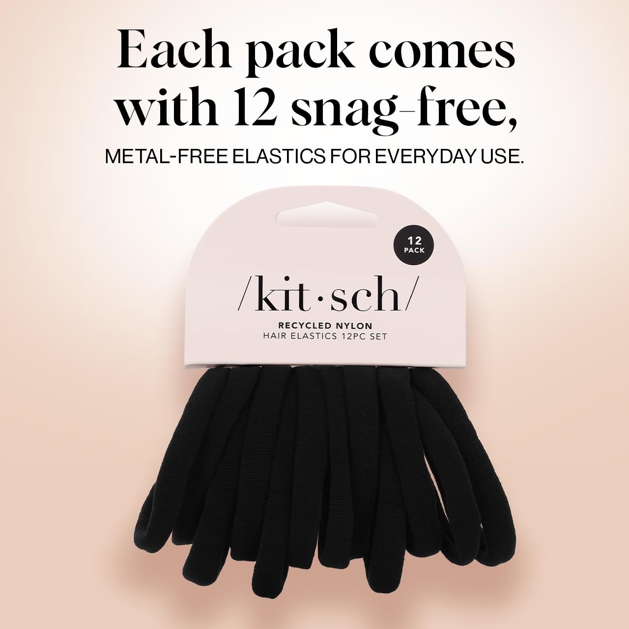 Kitsch Schwarze Haargummis ohne Haarschäden – Starke, dehnbare Haarbänder | Weiche Nylon-Pferdeschwanzhalter, ziepen nicht, ideal für Hochsteckfrisuren und Zöpfe | Ideale Geschenke für Frauen – Schwarz, 20 Stück
