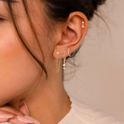 Gold Earrings For Women, Dainty Huggie Earrings Stack 14K Gold Plated Pearl Dangle Earrings for Women Trendy Cute Hypoallergenic Unique Gold Earring Stack Fashion Gold Jewelry Gifts