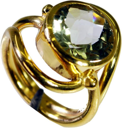 Genuine Green Amethyst Gold Plated Rings for Women Indian Fashion Jewelry Gift Gemstone