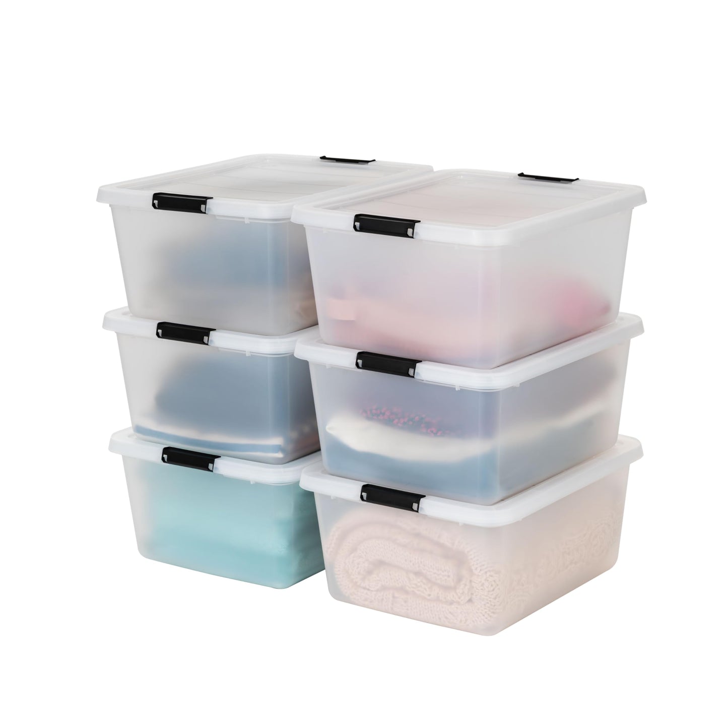 IRIS USA 6-Pack Clip Box with Latching Lids, 18 Quart Craft Storage Bins, Art & Writing Supply Containers for Home, Office & Classroom Organization