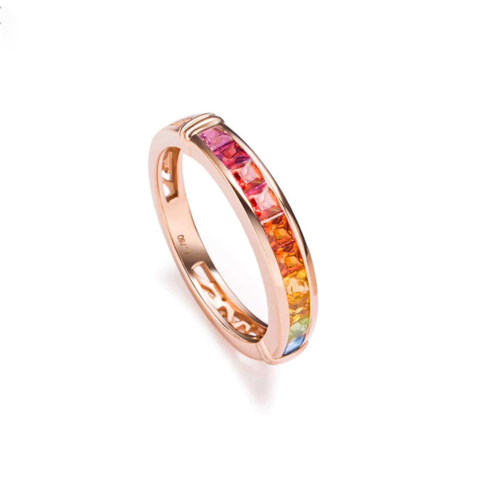 Aienid 18Ct Yellow Gold Women Ring Big 1.015Ct Blue Sapphire Colorful Diamond Engagement Ring for Her