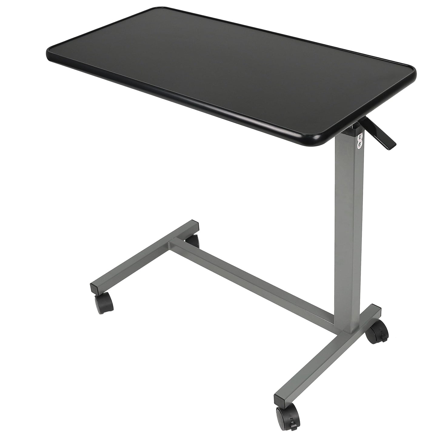 Vaunn Medical Cart Pneumatic Adjustable Overbed Table with Wheels – Rolling Bedside Table for Hospital, Portable Standing Cart & Laptop Desk for Bed, Couch, Wheelchair