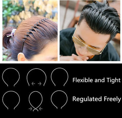 3er-Pack Haarband Metall-Haarband, Schwarzes Wellen-Spring-Sport-Herren-Haarband-Reif-Clip Damen-Accessoires Schlichtes Elastisches Rutschfestes Breites Haarband Outdoor