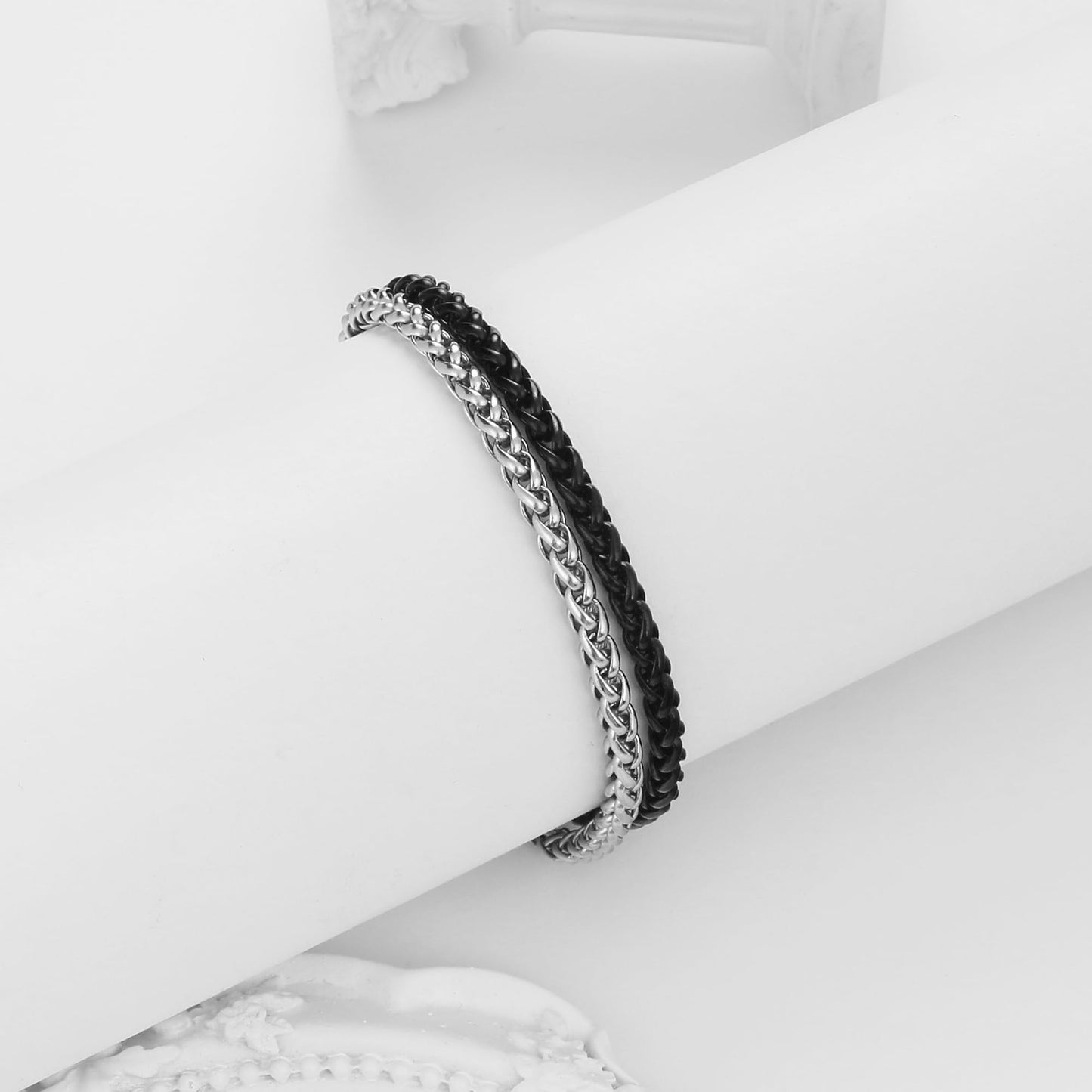 DAYANEY 3 Stücke Herrenarmband Silberarmbänder für Männer Set Wasserdicht Edelstahl Herrenschmuck, Verstellbares Cuban Gliederarmband Osterkorb Füller für Ihn, Vater oder Sohn Pulseras Para Hombre