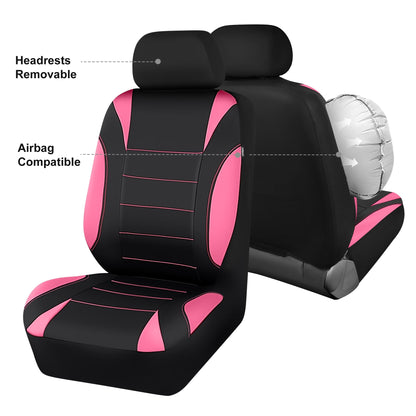 CAR Pass Neoprene Waterproof Two Front Car Seat Covers Set- Universal Fit for Vehicles, Airbag Compatiable(Black)